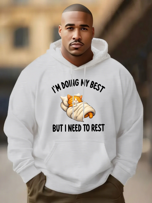 Men's Graphic Hoodie Im Doing My Best Relaxing Cozy Cat Sleeping Wrapped In Blanket