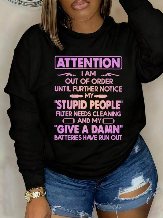 Women's Graphic Hoodie Attention Out Of Order Stupid People Filter Needs Cleaning Sweatshirt