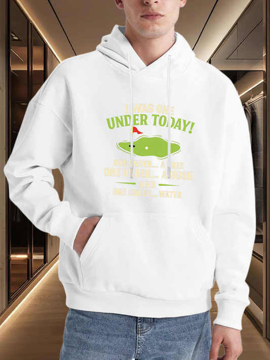 Men's Graphic Hoodie Under Today With Sunny Green Golf Course And Red Flag Hole