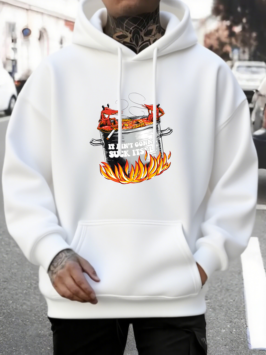 Men's Graphic Hoodie Smoking Grill With Juicy Ribs Over Orange Flame Grill