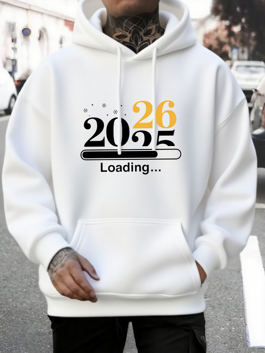 Men's Graphic Hoodie Modern Countdown Numbers With Bold Typography Loading Year