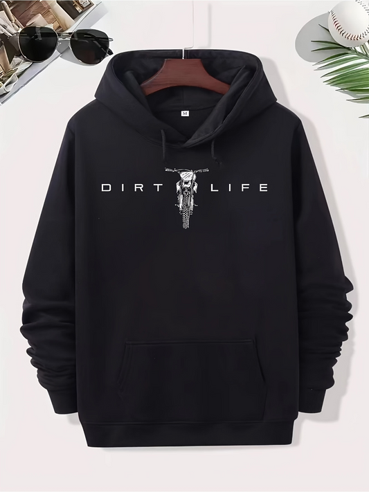 Men's Graphic Hoodie Dirt Life Off Road Adventure With Bold Riding Motorcycle
