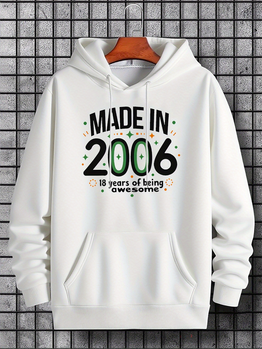 Men's Graphic Hoodie Made In 2006 Eighteen Years Of Being Awesome Festive Graphic Hoodie