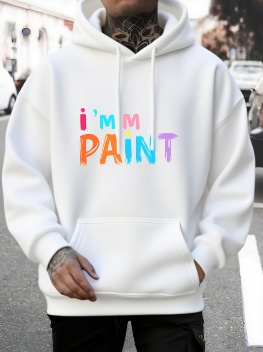 Men's Graphic Hoodie Im Paint Colorful Artistic Letters With Creative Brushstroke Style Paint