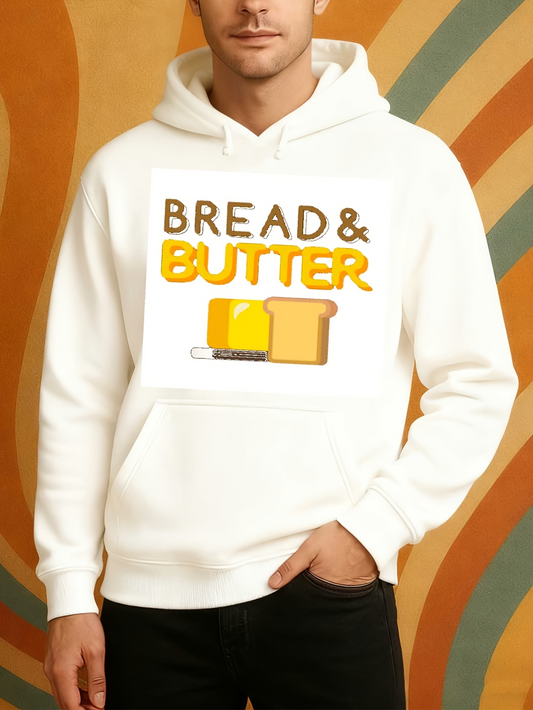 Men's Graphic Hoodie Bread And Butter With Knife And Toast Illustration Butter
