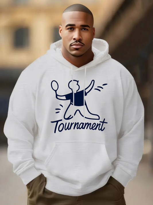 Men's Graphic Hoodie Tournament Playful Sketch Lines Featuring Table Tennis Player