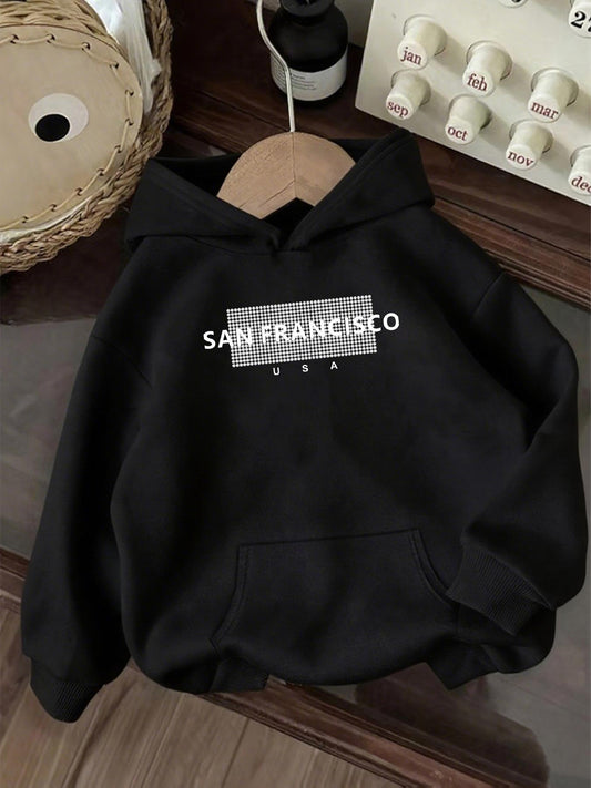 Women's Graphic Hoodie San Francisco Simple Modern Black Text Hoodie