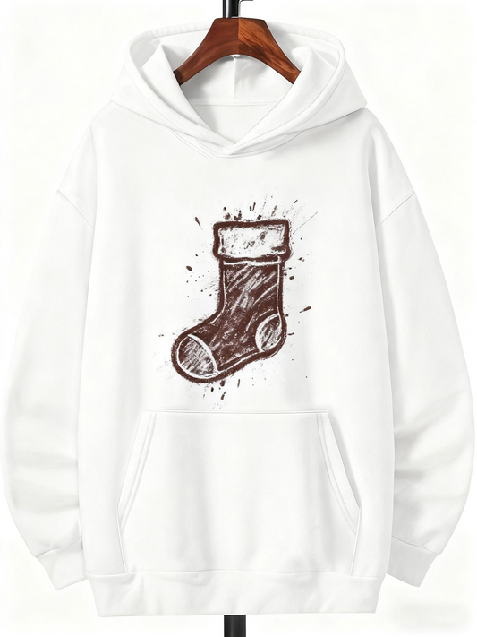 Men's Graphic Hoodie Sketch Style Among Dynamic Splatter Pattern Christmas Stocking