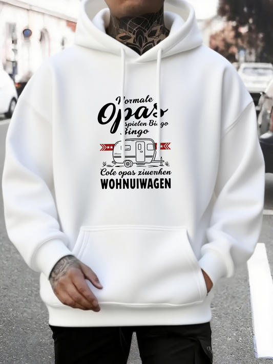Men's Graphic Hoodie Simple Outline Camper Among Traveling Holiday Adventure Wohnunwagen