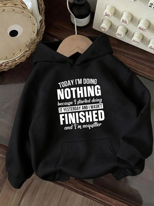 Women's Graphic Hoodie Today Im Doing Nothing Retro White Print Cotton Hoodie