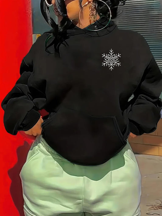 Women's Graphic Hoodie Elegant Frosted Snowflake With Delicate Ice Crystal Cluster Snowflake