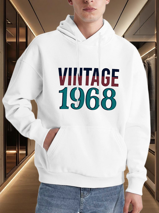 Men's Graphic Hoodie Vintage Typography Bold Retro Year Hoodie