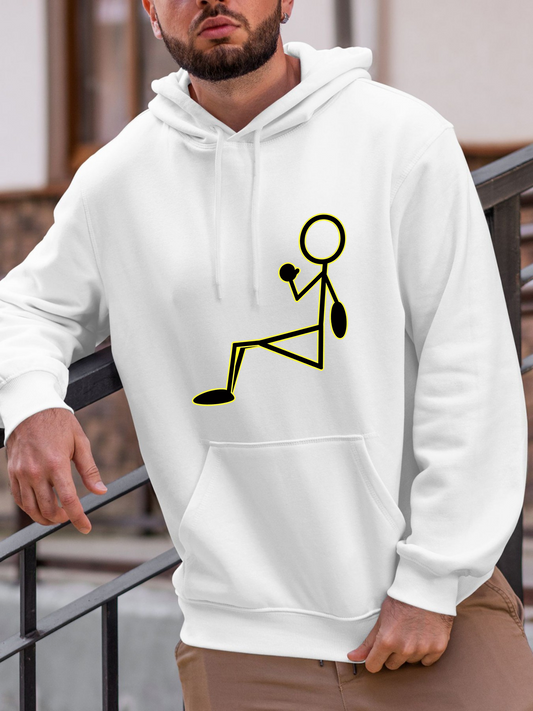 Men's Graphic Hoodie Minimalist Relaxed Pose Modern Stick Figure