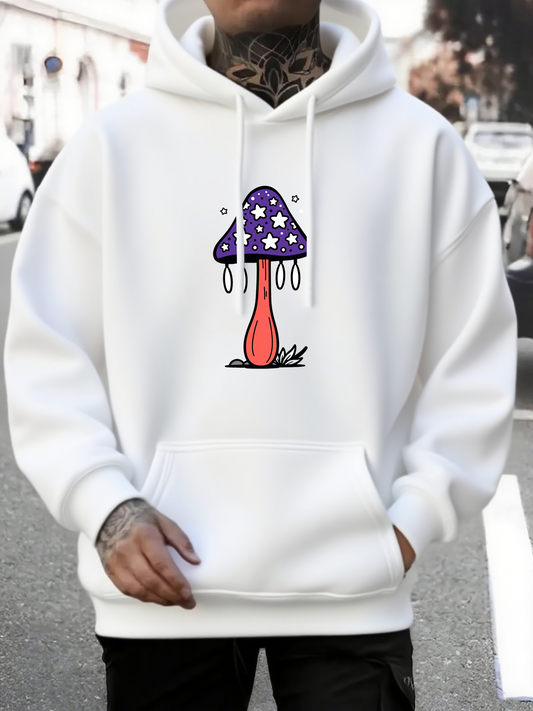 Men's Graphic Hoodie Surreal Night Sky With Stars On Funky Cartoon Mushroom