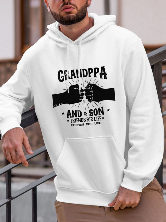 Men's Graphic Hoodie Grandpa And Son Fist Bump Graphic With Bonding Forever For Life Hands