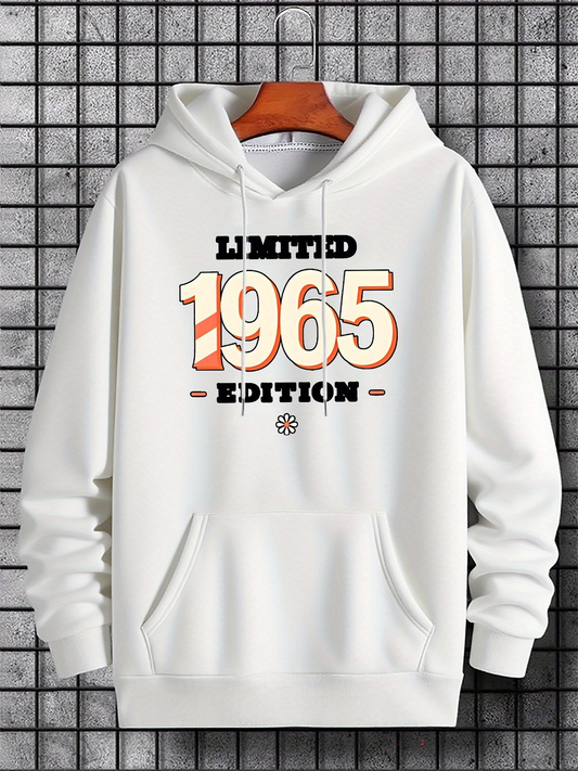 Men's Graphic Hoodie Limited 1965 Edition Retro Bold Numbers On White Hoodie