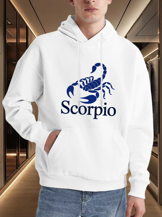 Men's Graphic Hoodie Scorpio Astrological Blue Zodiac Symbol With Strong Sharp Claws Scorpion
