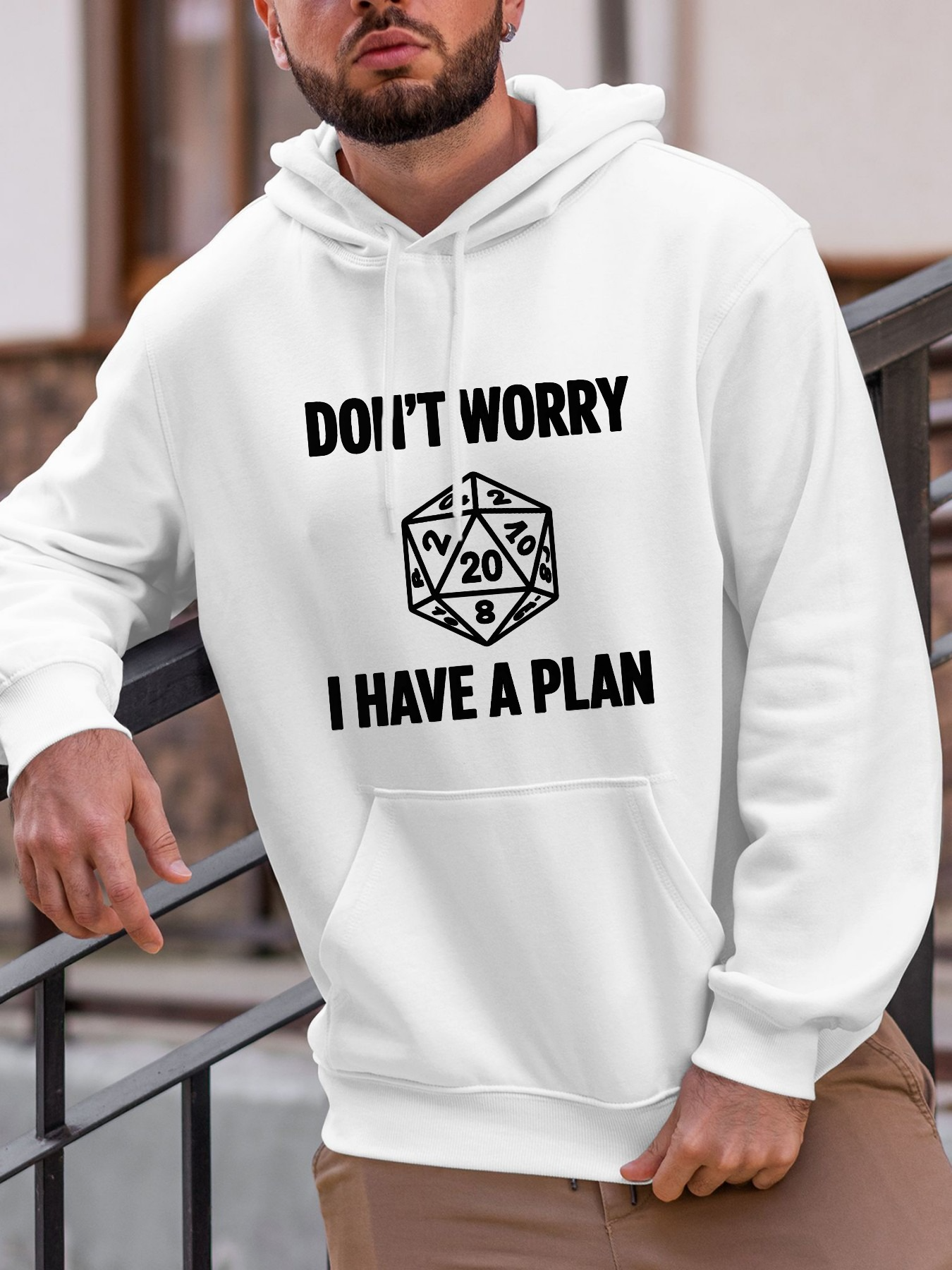Men's Graphic Hoodie Dont Worry I Have A Plan With Twenty Sided Dice Graphic