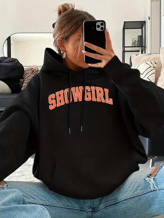 Women's Graphic Hoodie Showgirl Bold Lettering On Casual Relaxed Fit Hoodie