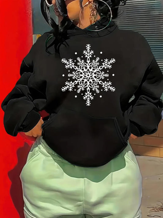 Women's Graphic Hoodie Intricate Crystal Patterned Frost Among Winter Snowflake