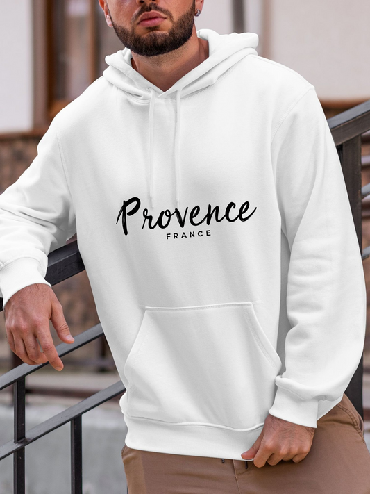 Men's Graphic Hoodie Provence France Elegant Typography On Minimalist Cozy Hoodie