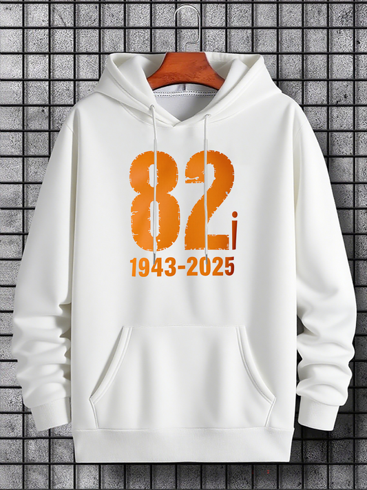 Men's Graphic Hoodie Bold Orange Numbers With Minimalist Numeric Timeline Hoodie