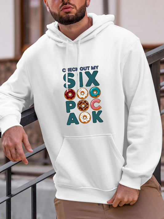 Men's Graphic Hoodie Check Out My Bright Multi Donuts Surrounded By Playful Letters Six Pack