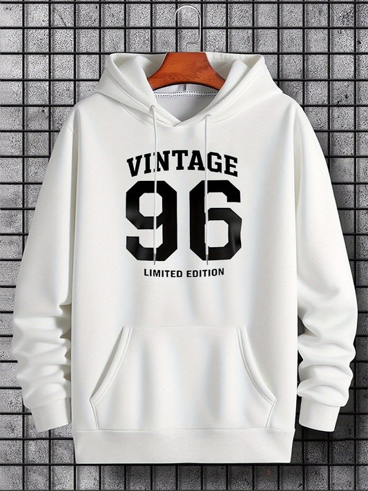 Men's Graphic Hoodie Vintage Ninety Six With Bold Block Lettering Hoodie