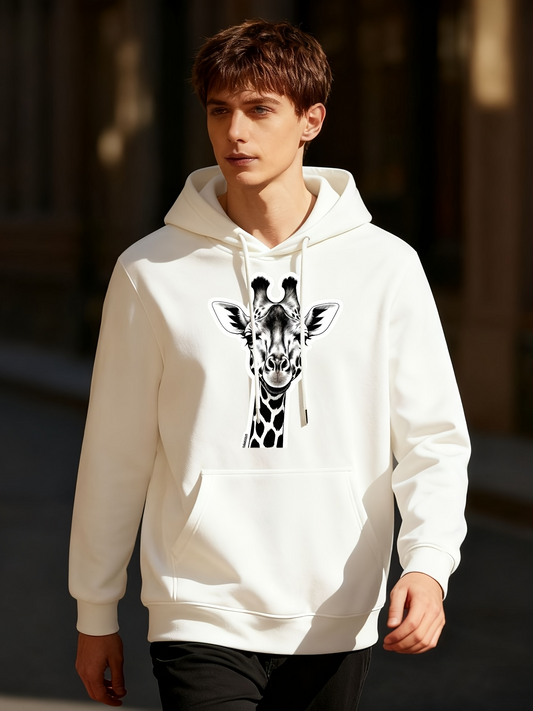 Men's Graphic Hoodie Playful Urban Afternoon Light With Simple Graphic Style Giraffe