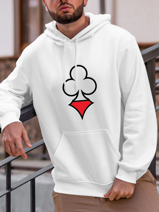 Men's Graphic Hoodie Bold Minimalist Playing Cards Inspired Hoodie Club Diamond Motif
