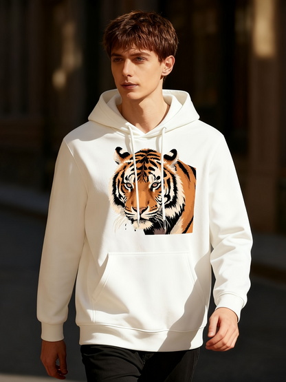 Men's Graphic Hoodie Golden Sun Rays Shining Over The Fierce Wild Tiger