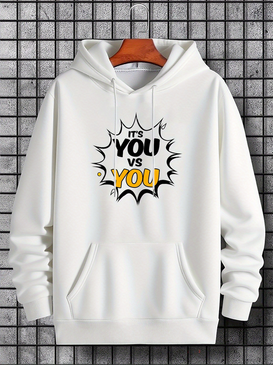 Men's Graphic Hoodie Its You Versus You With Comic Burst Design Hoodie