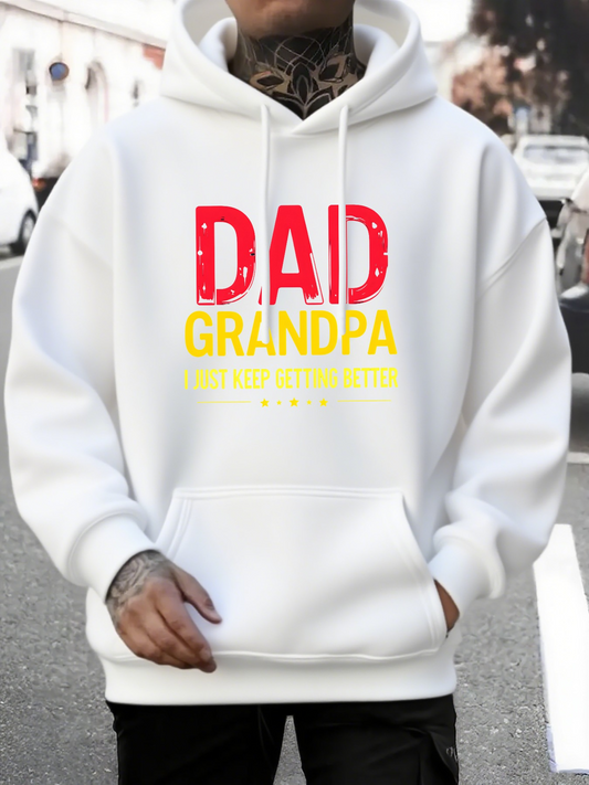 Men's Graphic Hoodie Dad Grandpa With Lettering In Bright Colors Hoodie