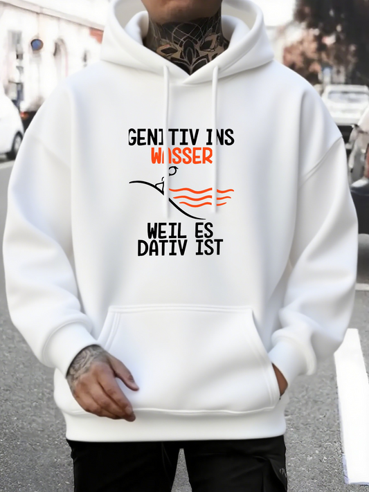 Men's Graphic Hoodie German Grammar Water Dativ Print