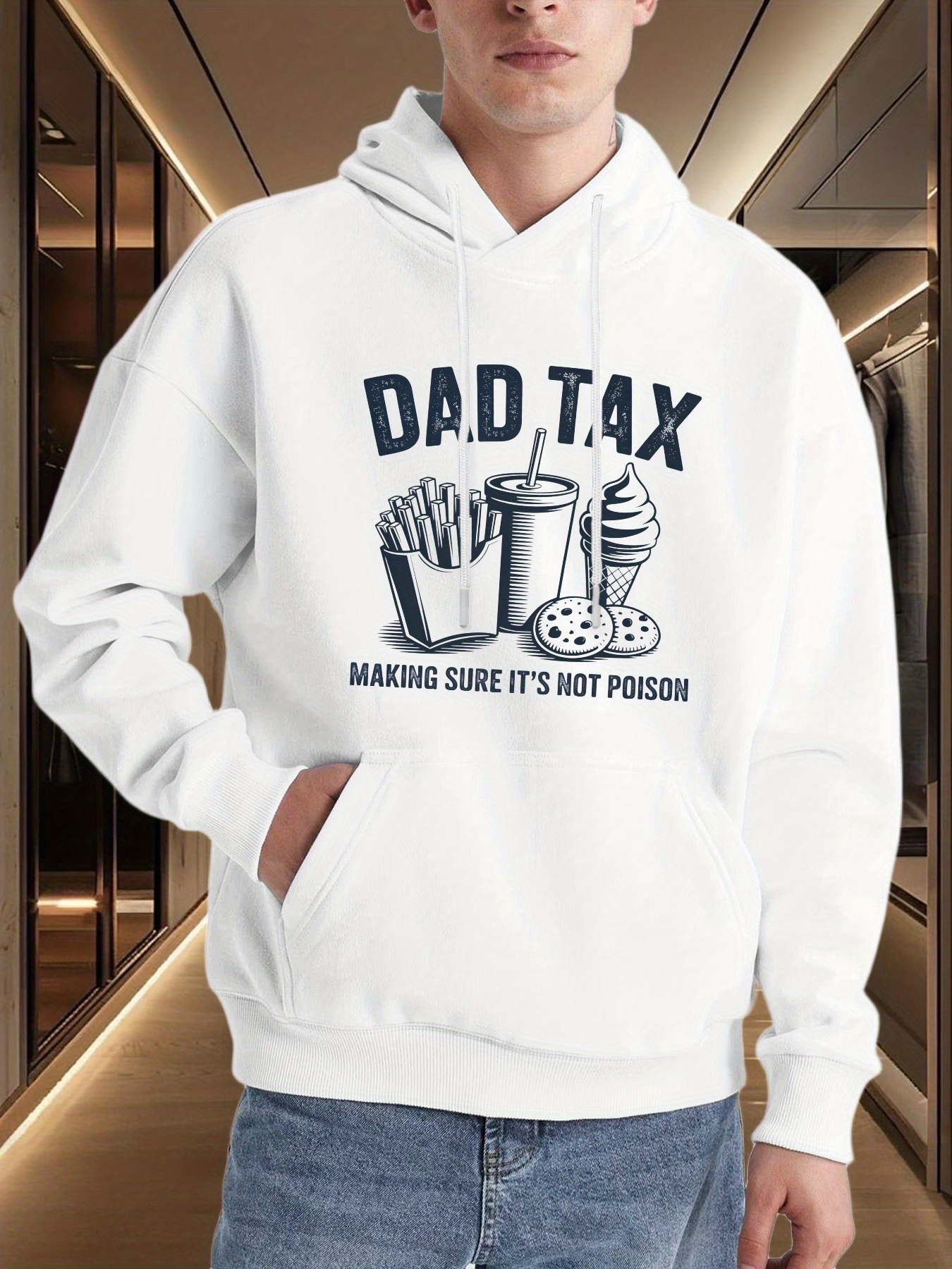 Men's Graphic Hoodie Dad Tax With French Fries Soda Cookie And Ice Cream Hoodie