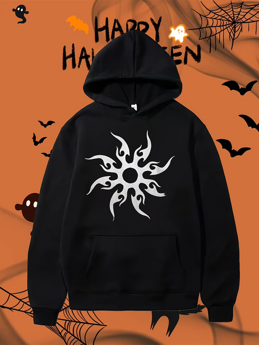 Men's Graphic Hoodie Abstract Fiery White Sunburst Shining Brightly On Soft Cotton Hoodie