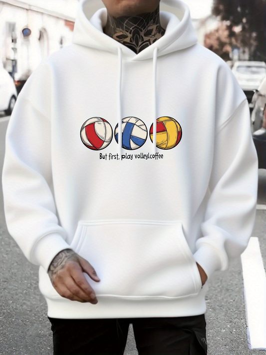 Men's Graphic Hoodie Be First Play Volleyball Colorful Balls With Graphic Pattern Volleyball