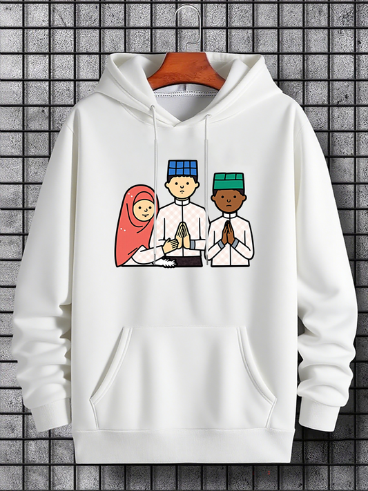 Men's Graphic Hoodie Friendly Gathered Smiling Children With Traditional Outfits Surrounding Table Meal Friends
