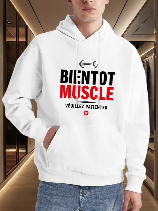 Men's Graphic Hoodie Barbell Training Text Art Surrounded By Modern Print Motif Hoodie