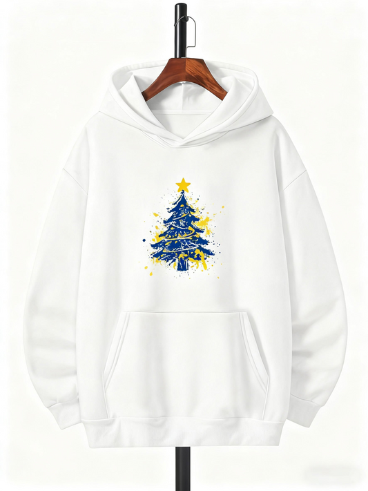 Men's Graphic Hoodie Colorful Lights On Winter Holiday Pine Tree