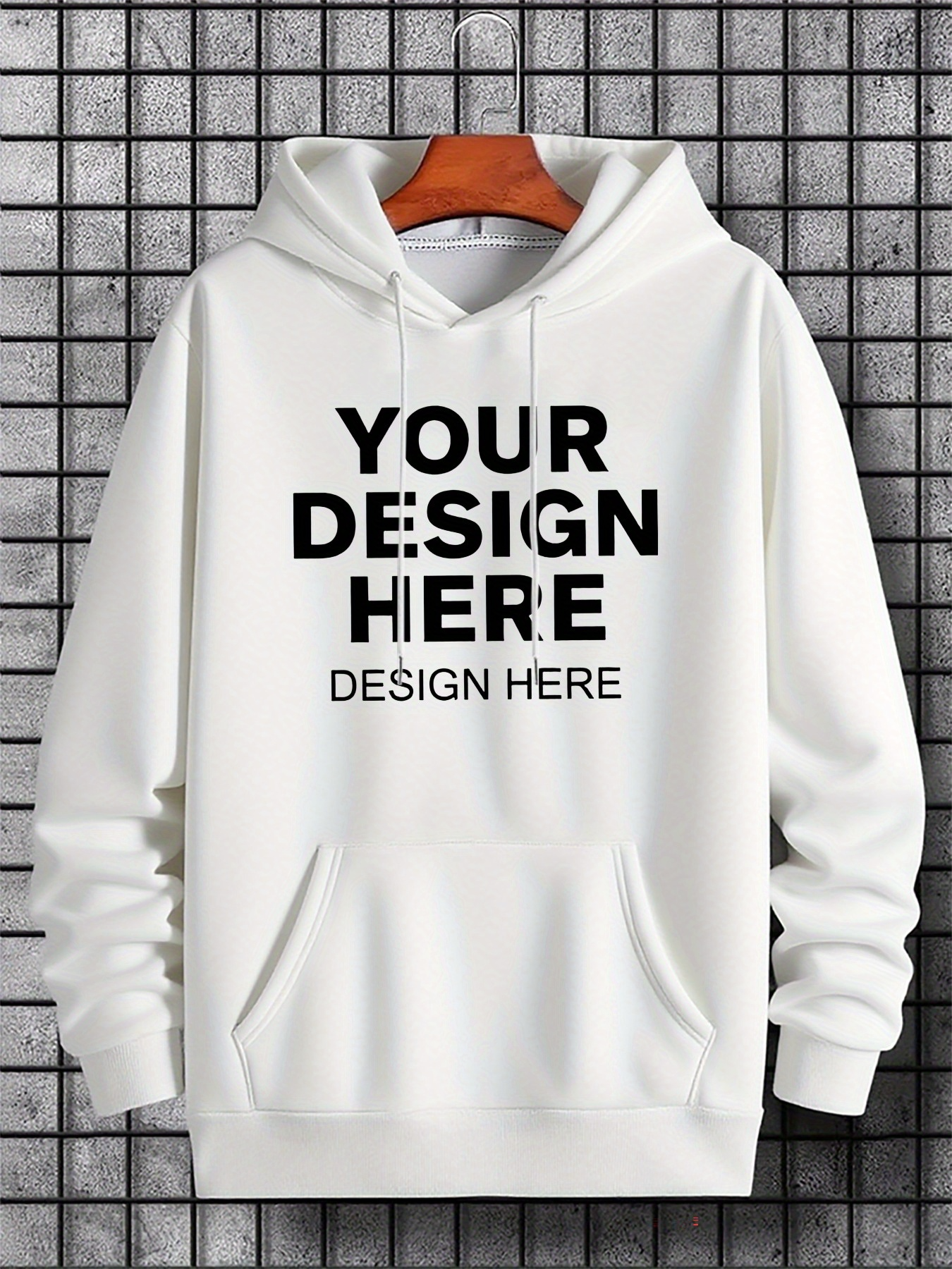 Men's Graphic Hoodie Your Design Here Modern Bold Black Text Hoodie