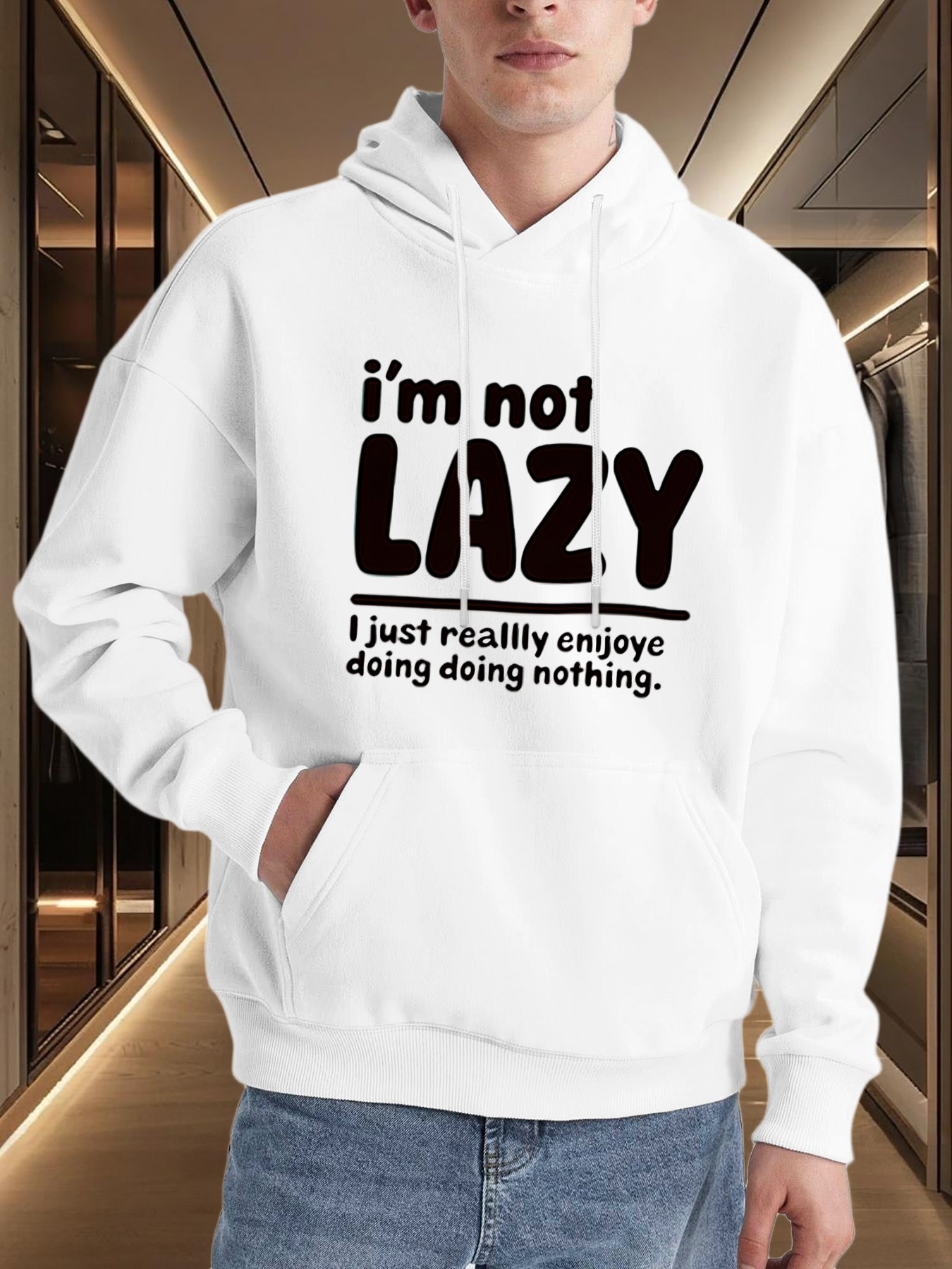 Men's Graphic Hoodie Im Not Lazy Enjoying Doing Nothing Hoodie