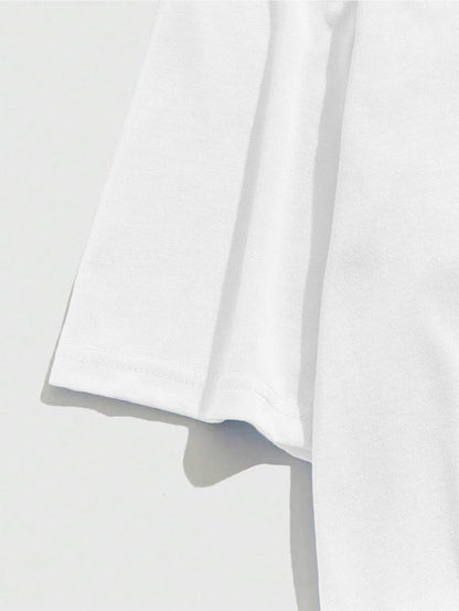 Men's Graphic T-Shirt Minimalist Clean White Cotton Modern Script Typography T Shirt